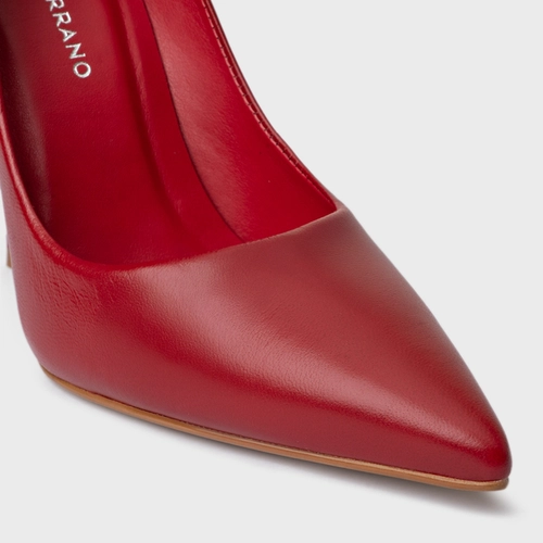 Scarpin Loretta Salto Fino Couro Vermelho Red Shiny