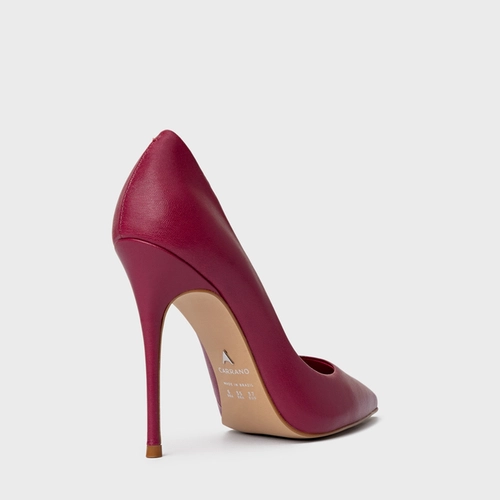 Scarpin Loretta Salto Fino Couro Rosa Fucsia