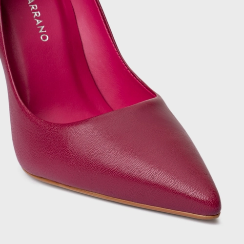 Scarpin Loretta Salto Fino Couro Rosa Fucsia