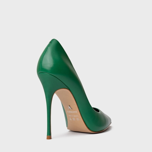 Scarpin Loretta Salto Fino Couro Verde Dark Green