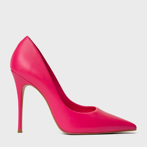 Scarpin Loretta Salto Fino Couro Rosa Ultra Pink