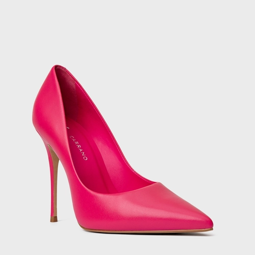 Scarpin Loretta Salto Fino Couro Rosa Ultra Pink