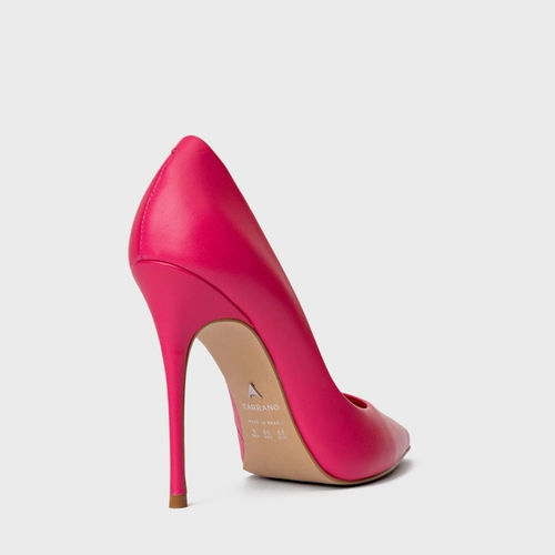 Scarpin Loretta Salto Fino Couro Rosa Ultra Pink