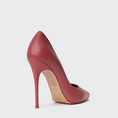 Scarpin Loretta Salto Fino Couro Rosa Baby Pink