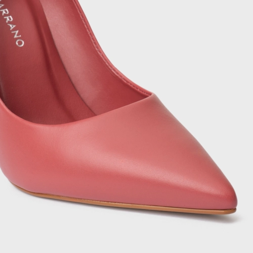 Scarpin Loretta Salto Fino Couro Rosa Baby Pink