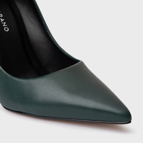 Scarpin Loretta Salto Fino Couro Verde Royal Pine