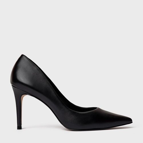 Scarpin Beatriz Salto Fino Couro Preto Float