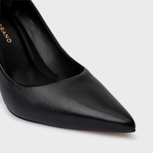 Scarpin Beatriz Salto Fino Couro Preto Float