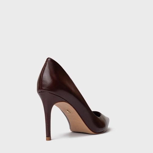 Scarpin Beatriz Salto Fino Couro Vinho Dark Mahogany