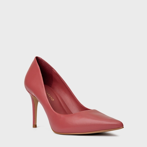 Scarpin Beatriz Salto Fino Couro Rosa Baby Pink