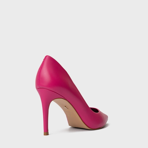 Scarpin Beatriz Salto Fino Couro Rosa Mulberry