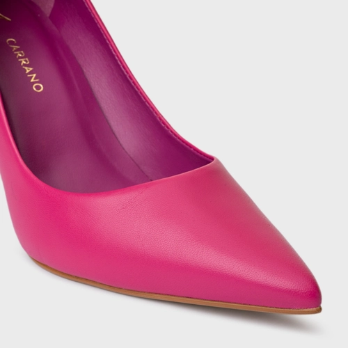 Scarpin Beatriz Salto Fino Couro Rosa Mulberry