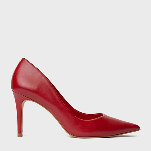 Scarpin Beatriz Salto Fino Couro Vermelho Red Shiny