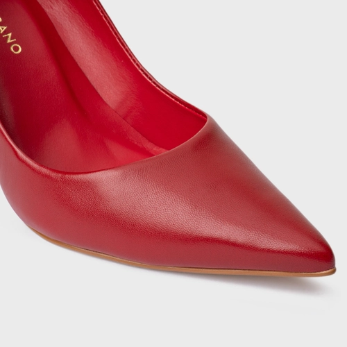 Scarpin Beatriz Salto Fino Couro Vermelho Red Shiny