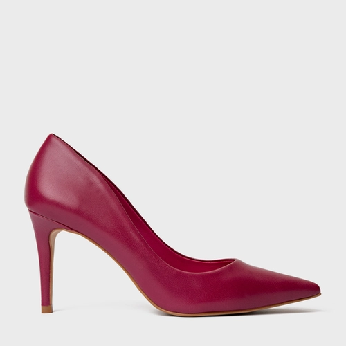 Scarpin Beatriz Salto Fino Couro Rosa Fucsia