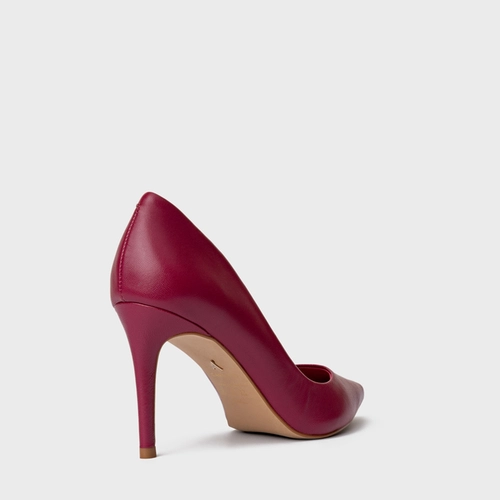 Scarpin Beatriz Salto Fino Couro Rosa Fucsia
