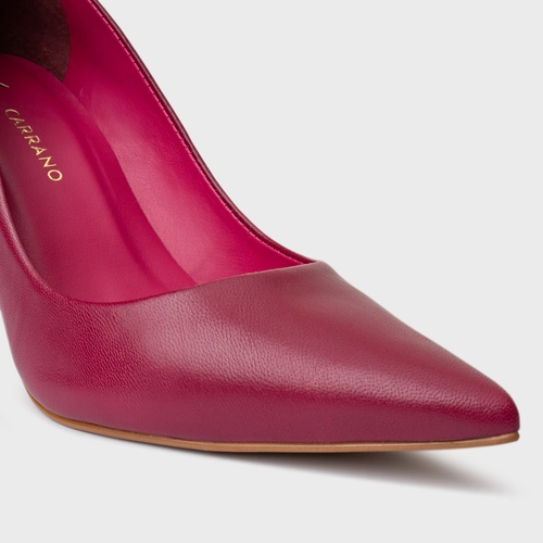 Scarpin Beatriz Salto Fino Couro Rosa Fucsia