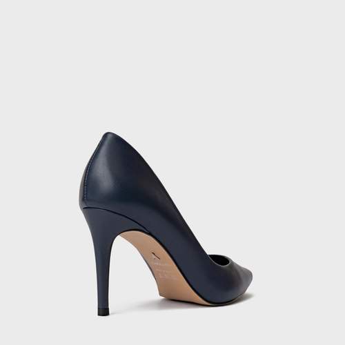 Scarpin Beatriz Salto Fino Couro Azul Vessel