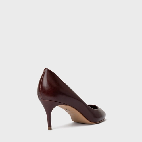 Scarpin Valentina Salto Fino Couro Vinho Dark Mahogany