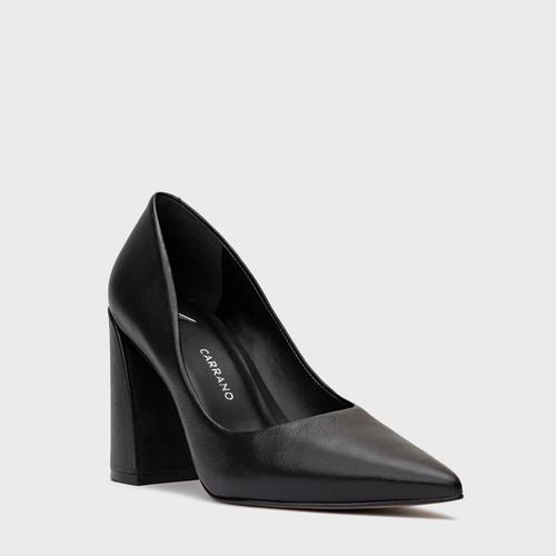 Scarpin Iza Basic Salto Bloco Couro Preto