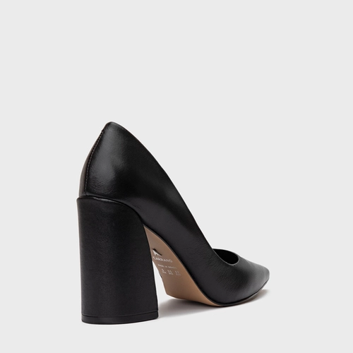 Scarpin Iza Basic Salto Bloco Couro Preto