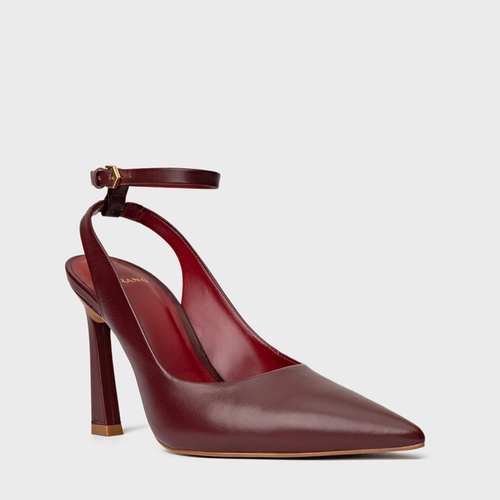 Scarpin Slingback Salto Yve Couro Vinho Fuschia