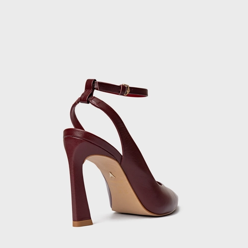 Scarpin Slingback Salto Yve Couro Vinho Fuschia