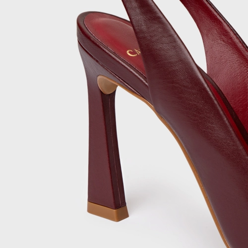 Scarpin Slingback Salto Yve Couro Vinho Fuschia