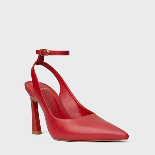 Scarpin Slingback Salto Yve Couro Vermelho Bright Red