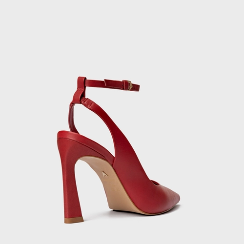 Scarpin Slingback Salto Yve Couro Vermelho Bright Red