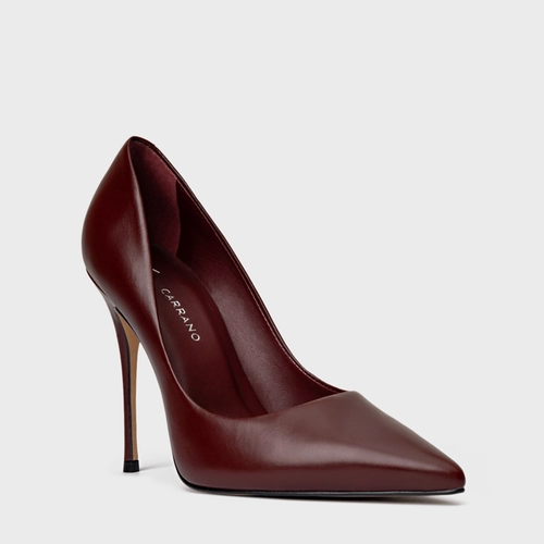 Scarpin Loretta Salto Fino Couro Vinho Mahogany