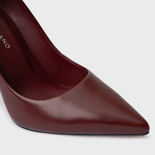 Scarpin Loretta Salto Fino Couro Vinho Mahogany