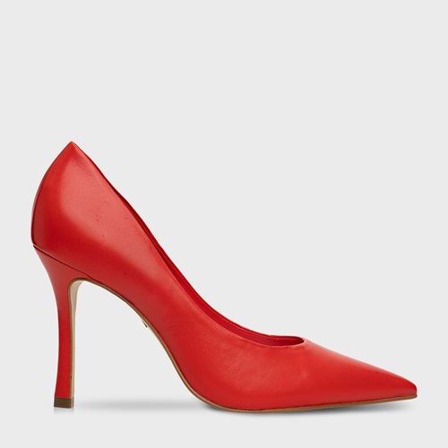 Scarpin Vitória Salto Fino Couro Vermelho Carrano
