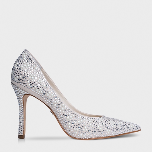 Scarpin Crystal Couro Off White Lait