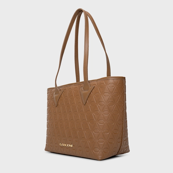 Bolsa Shopping Média Couro Icon Couro Marrom Honey Bolsa