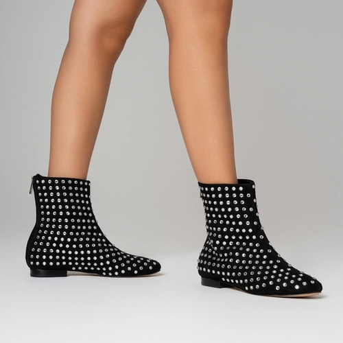 Bota Cristal Couro Nobuck Preto