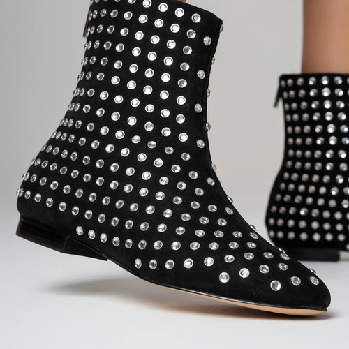 Bota Cristal Couro Nobuck Preto