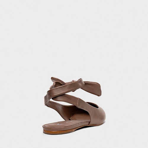 Sapatilha Slingback Lace Knot Couro Marrom Mocha