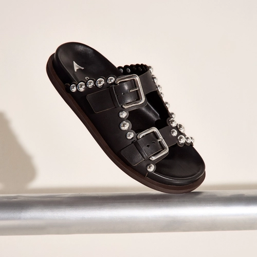 Flat Papete Birken Balls Couro Preto