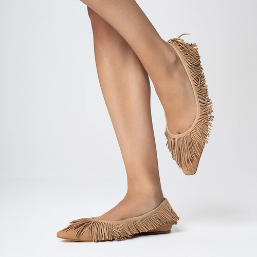 Sapatilha Franjas Couro Nobuck Verde Sage - Sapatilha Franjas