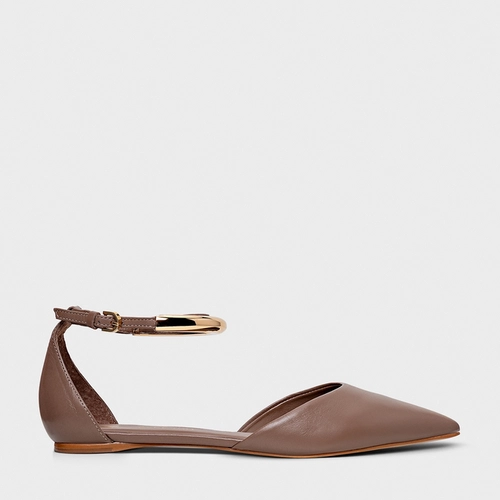 Sapatilha Slingback Glow Couro Marrom Mocha