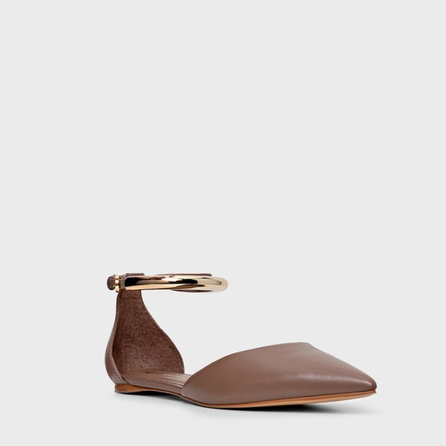Sapatilha Slingback Glow Couro Marrom Mocha