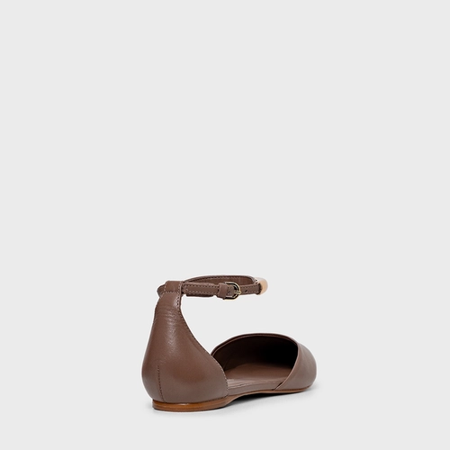 Sapatilha Slingback Glow Couro Marrom Mocha