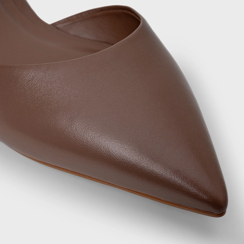 Sapatilha Slingback Glow Couro Marrom Mocha