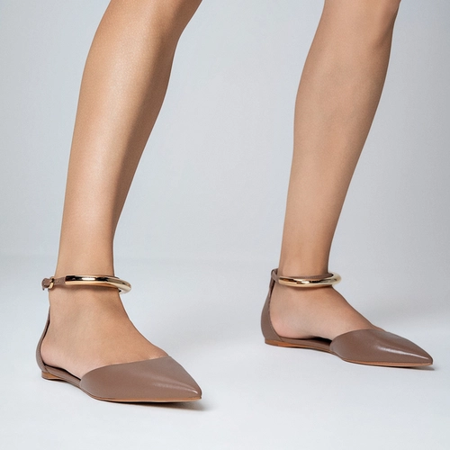 Sapatilha Slingback Glow Couro Marrom Mocha