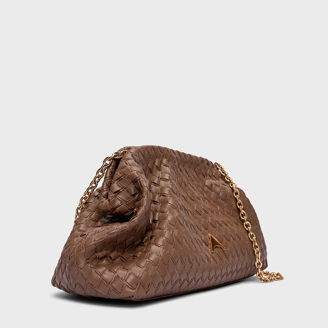 Bolsa Clutch Tressê Dominique Média Couro Marrom Mocha Bolsa