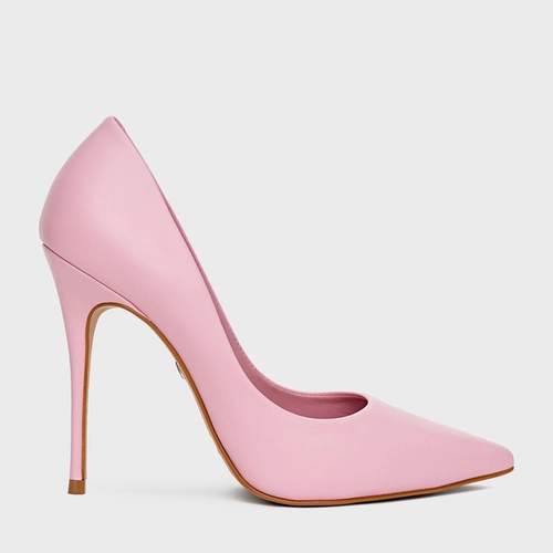 Scarpin Loretta Salto Fino Couro Rosa Pink Plie