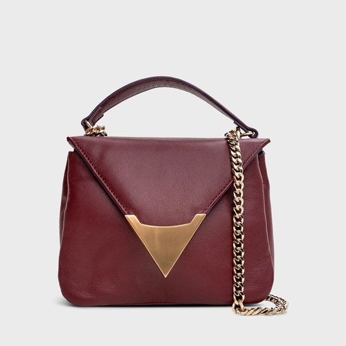 Bolsa Tiracolo Aria Pequena Couro Vinho Mahogany