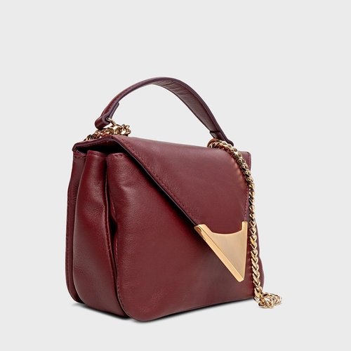 Bolsa Tiracolo Aria Pequena Couro Vinho Mahogany