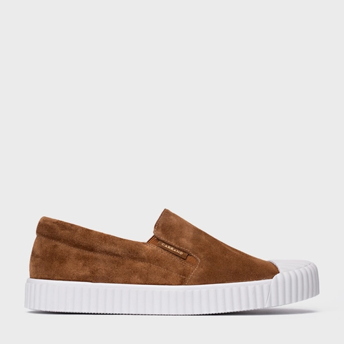 Tênis Slip On Kicks Couro Suede Marrom Saddle